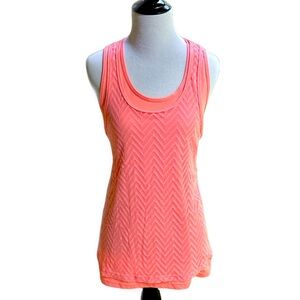 Fila Workout Top Fluorescent Orange Zigzag Double Layer Racerback Gym Yoga ~ L